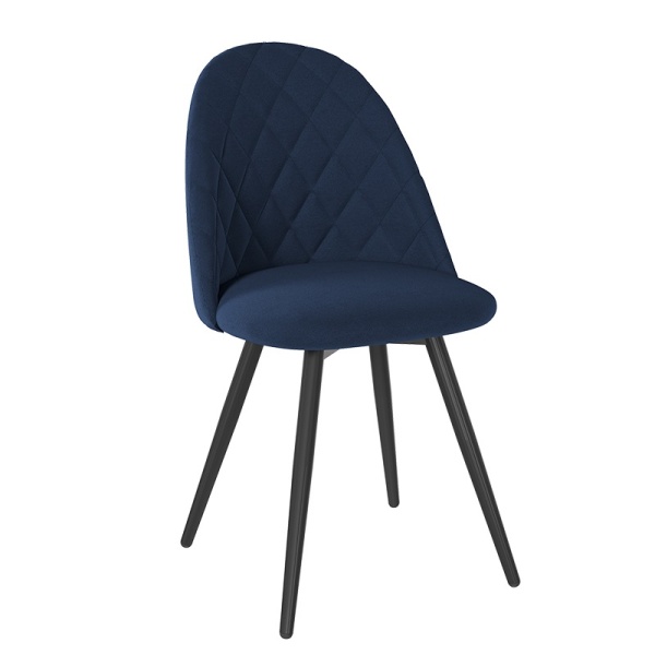 Комплект стульев Диор (2 шт), черный велюр синий